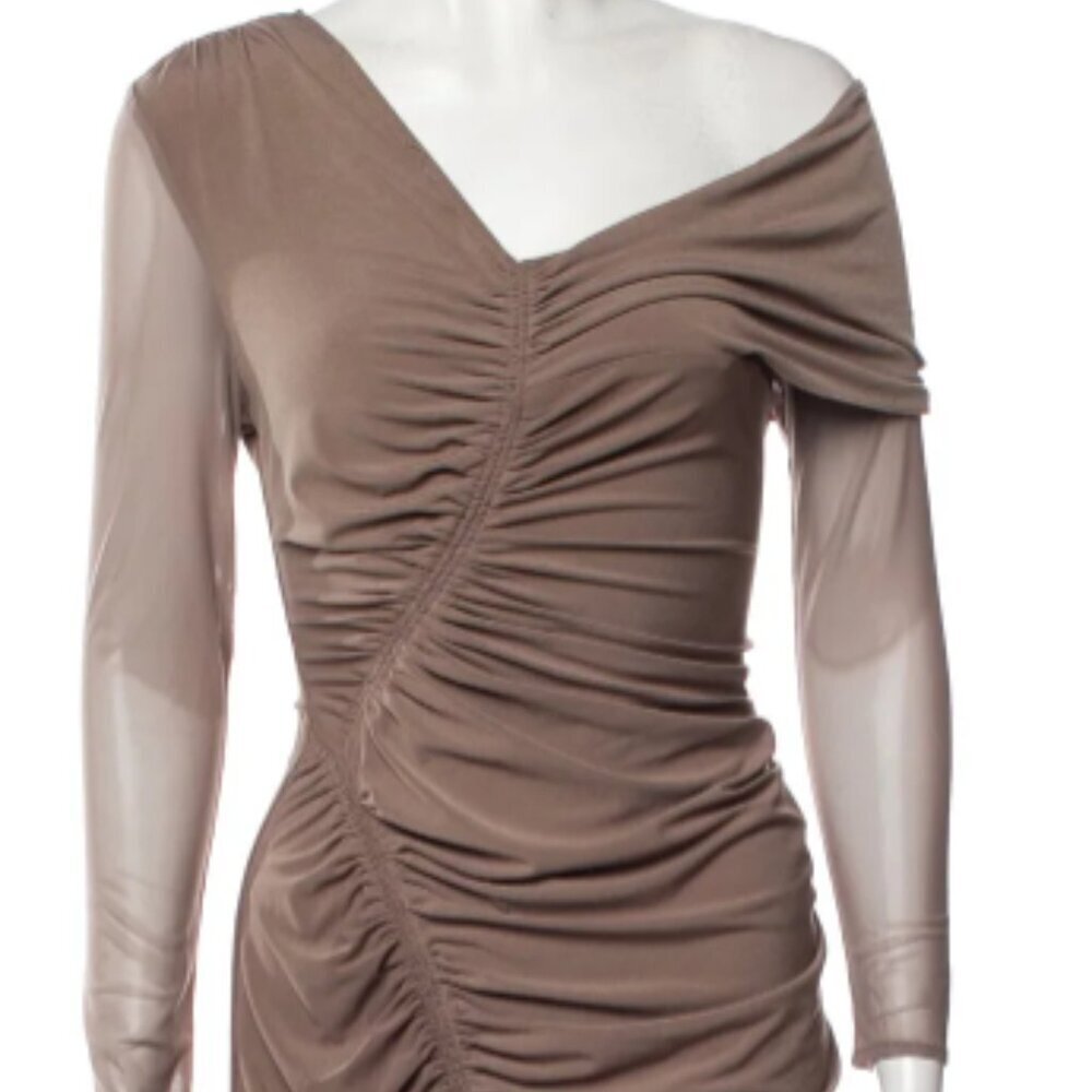 Self-Portrait One-Shoulder Ruched Midi Dress – Size 6 - Picture 15 of 17